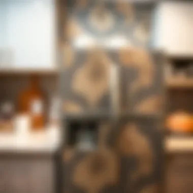 Close-up of seamless wallpaper installation on a fridge