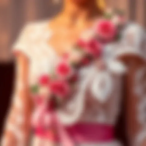 Elegant bridal shower sash adorned with floral designs