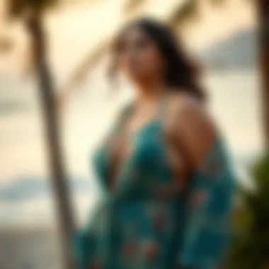 Confident individual wearing a plus size bathing suit cover-up