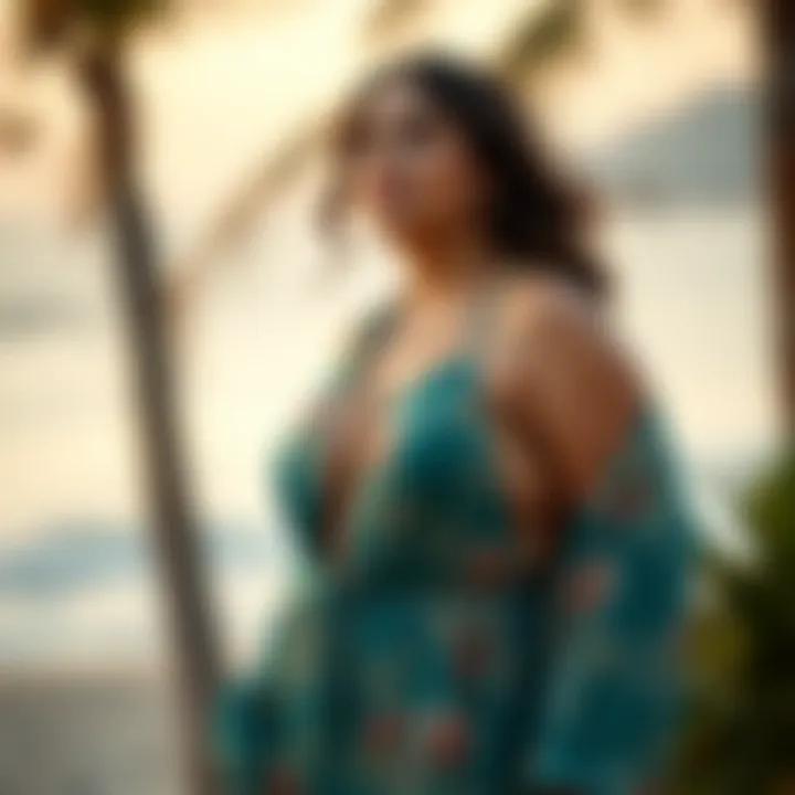 Confident individual wearing a plus size bathing suit cover-up