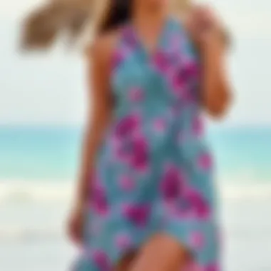 Trendy plus size cover-up dress paired with swimwear