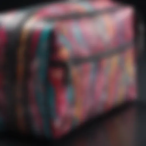 Elegant large zip makeup bag showcasing vibrant colors and patterns.